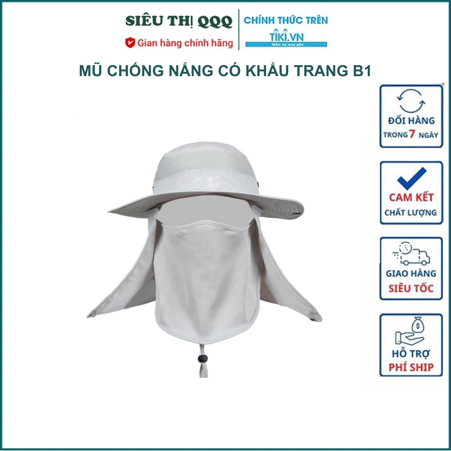 Mũ chống nắng nam vành to kèm bịt mặt chống tia uv - Hàng chính hãng