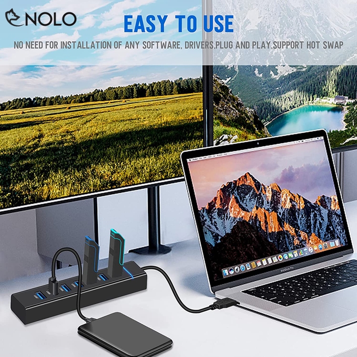 Bộ Chia, Hub Chia Cổng Usb 7 Port Tốc Độ Cao 3.0 Cho Laptop, Pc