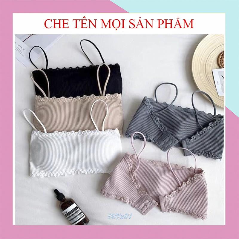 Áo Bra 2 Dây Gân Tăm Phối Ren, Đệm Mỏng, Ôm Dáng Thoáng Mát BR24