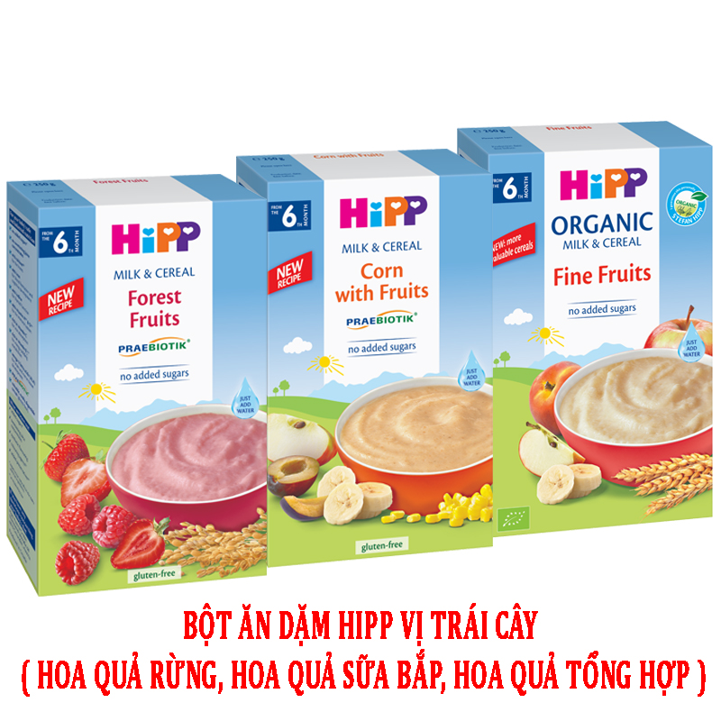 BỘT ĂN DẶM HIPP Bột dinh dưỡng Hoa quả sữa, bắp