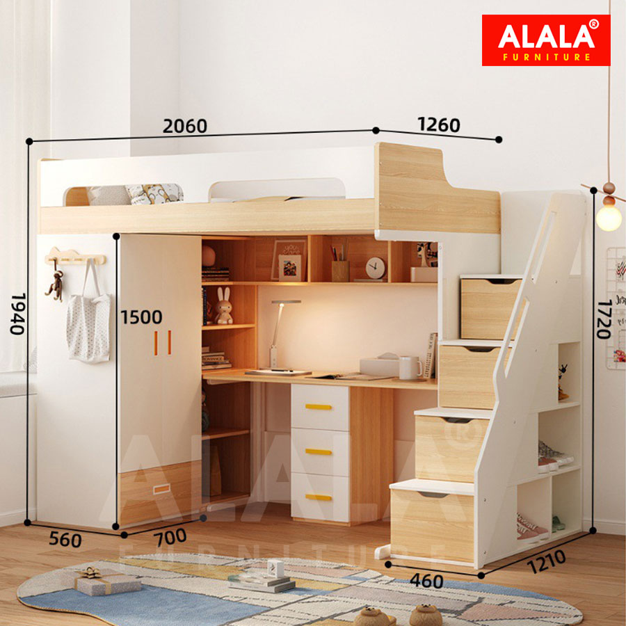 Giường tầng ALALA156 - 3 trong 1/ Miễn phí vận chuyển và lắp đặt/ Đổi trả 30 ngày/ Sản phẩm được bảo hành 5 năm từ thương hiệu ALALA/ Chịu lực 700kg