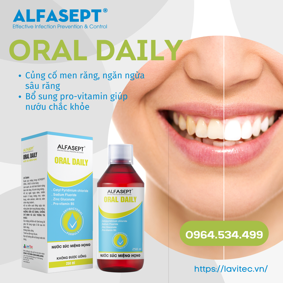 Nước súc miệng họng ORAL DAILY 250ml - Bổ sung Provitamin B5 giúp nướu chắc khỏe, ngừa sâu răng