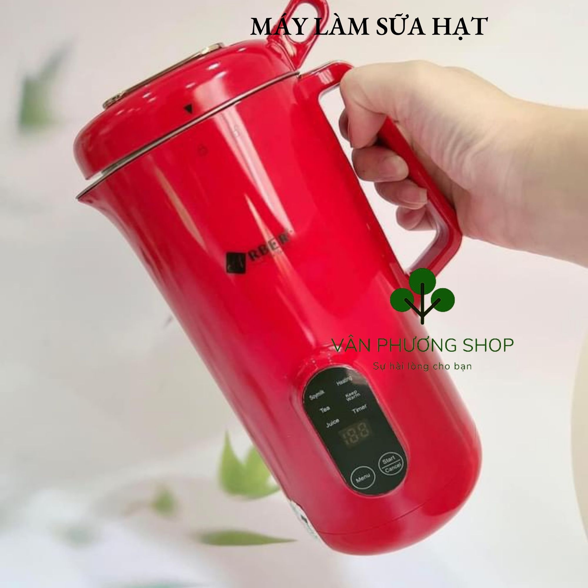 Máy làm sữa hạt mini, Máy xay sữa hạt ARBER MLSH4WMĐ dung tích 350ml màu đỏ - Hàng chính hãng