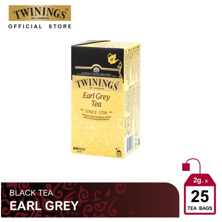 Trà TWININGS OF LONDON Earl Grey hộp 25 gói x 2 g