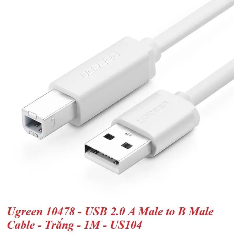 Ugreen UG10478US104TK 1M màu Trắng Cáp USB 2.0 sang USB B máy in - HÀNG CHÍNH HÃNG