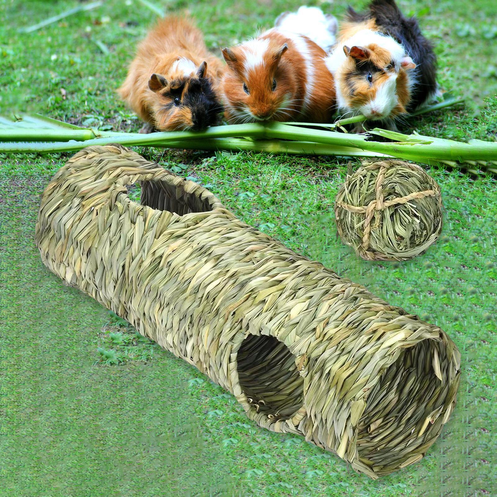 Hamster Grass Tunnel Toy Interactive Toy with Ball for Hamster Pocket Pets