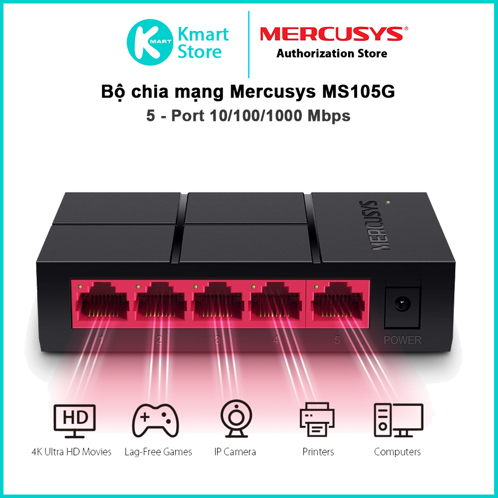 Bộ chia mạng lan 5 8 cổng Mercusys MS105G MS108G switch 5 port 8 port gigabit 10/100/1000 Mbps - Hàng chính hãng