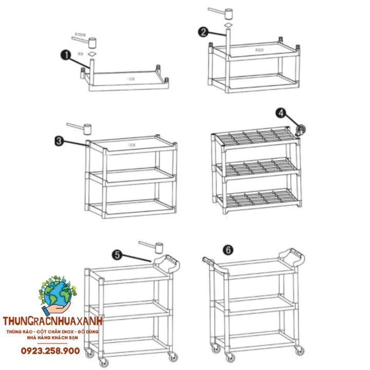 XE ĐẨY PHỤC VỤ BÀN ĂN NHÀ HÀNG - XE DỌN DẸP BÀN ĂN NHỰA CAO CẤP