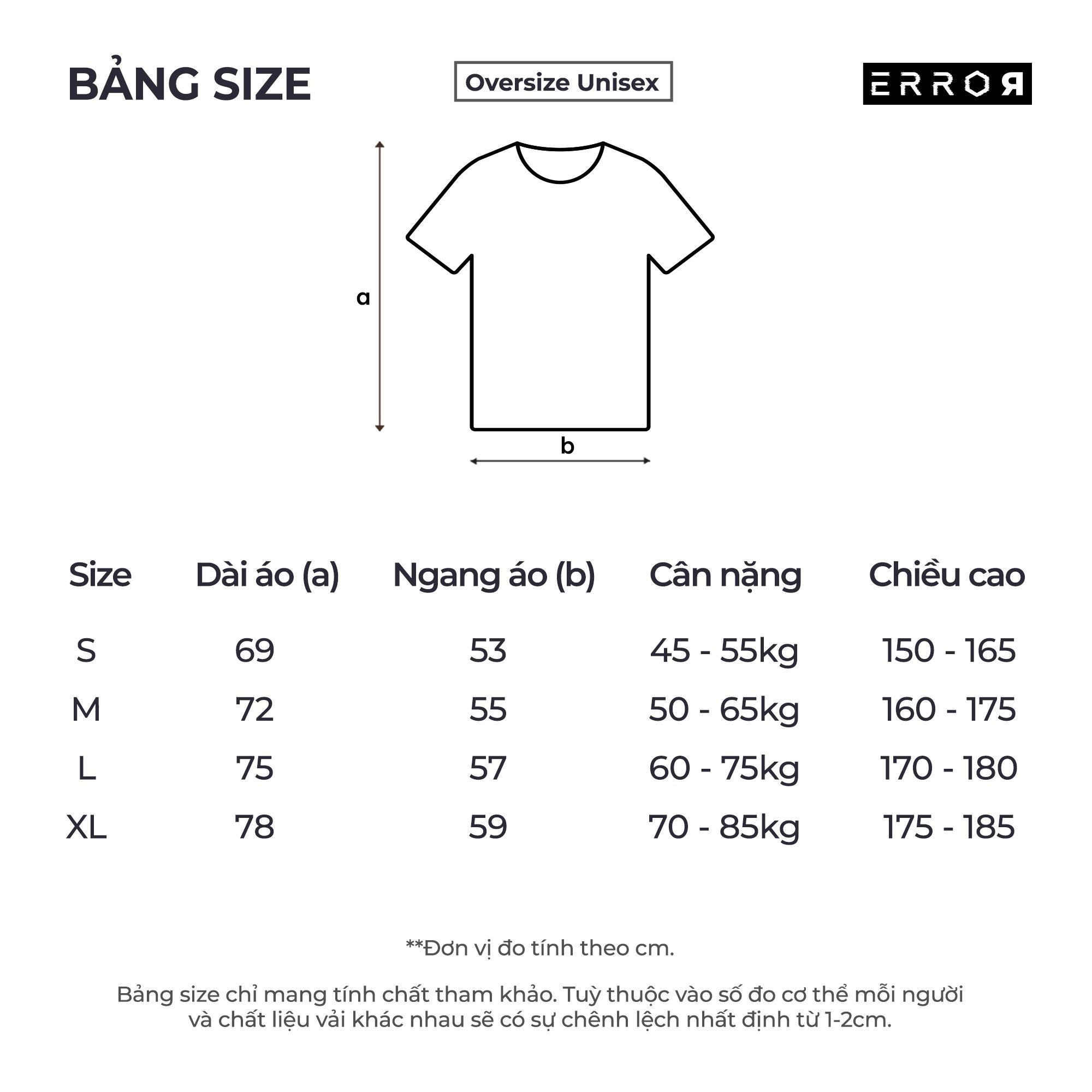 Áo Thun Oversize Unisex Error Head Local Brand Error Cotton Mỹ 100% Tee Basic Màu Đen Vải Trơn Không Xù Lông