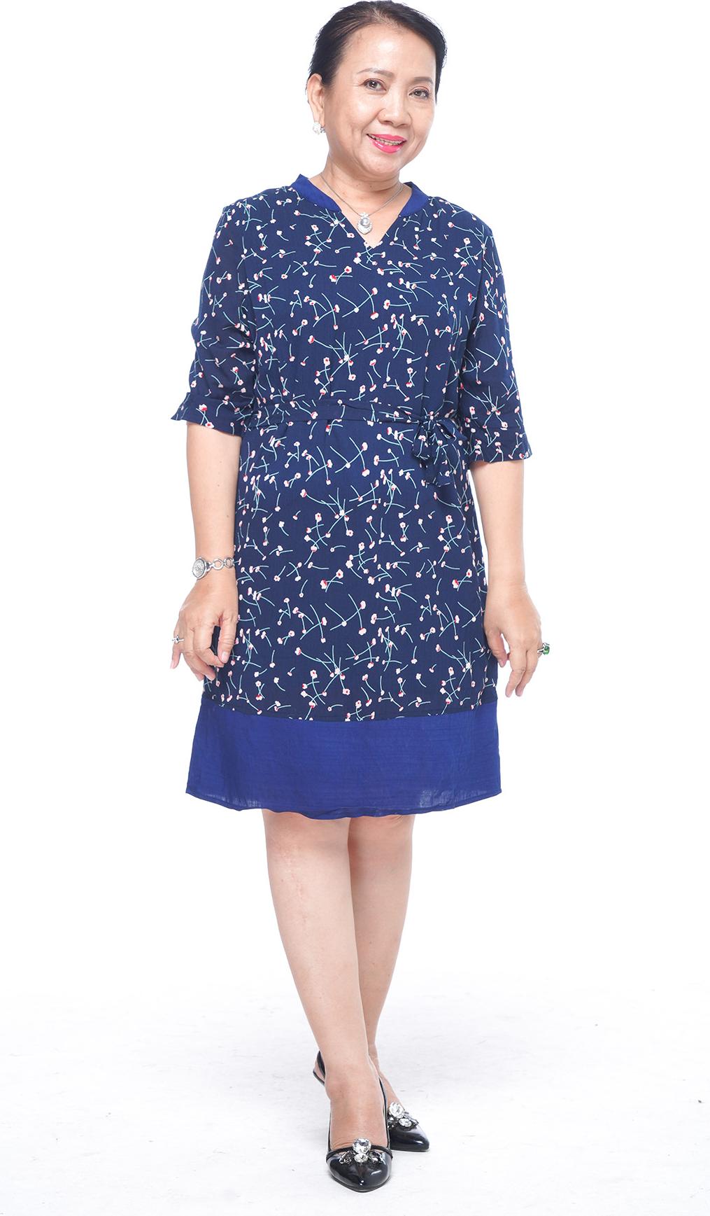 Đầm Trung Niên UGETHER UPAR35 - Đầm hoa xanh - Size
