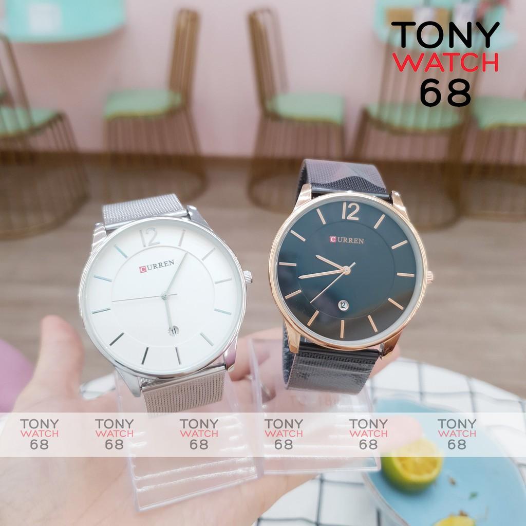 Đồng hồ nam Curren dây lụa mặt số vạch 40mm đơn giản thanh lịch chống nước chính hãng Tony Watch 68