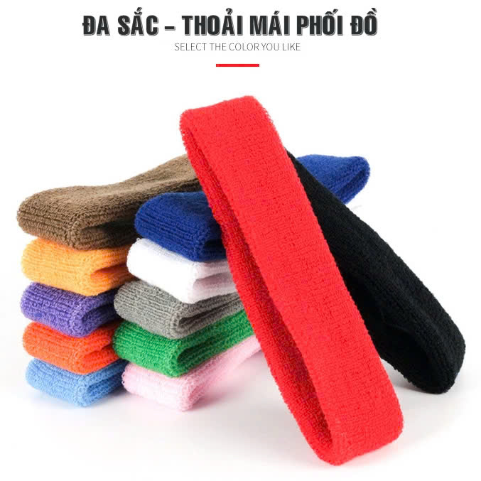 Băng Trán, Băng Đô Chặn Mồ Hôi Thể Thao Nam Nữ Sport Anti-Slip Sweatband Cao Cấp MÀU ĐEN