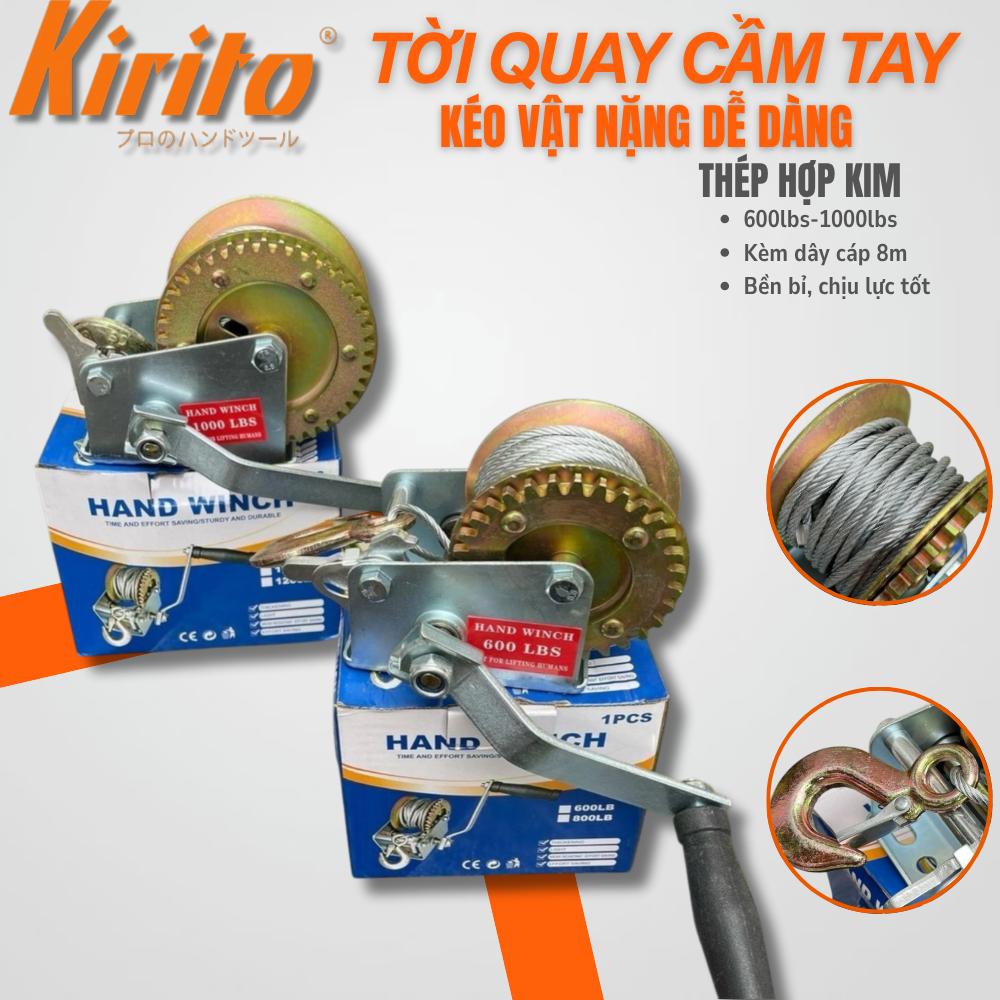 Tời Quay Cầm Tay kéo vật nặng 600lbs - 1000lbs Kèm Dây Cáp 8 Mét
