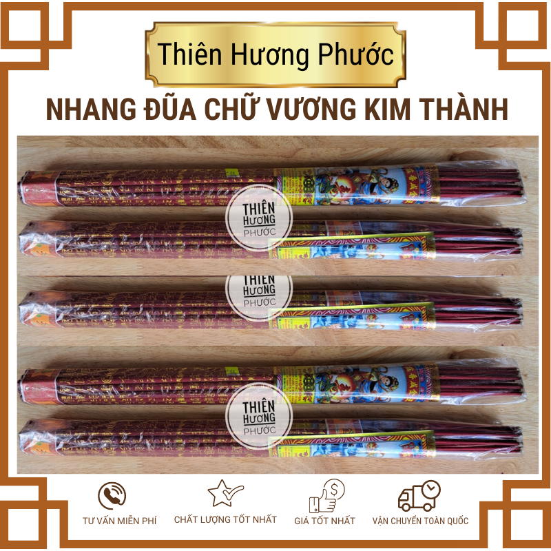 Nhang đũa Vương Kim Thành chữ đỏ 21 cây cao 50cm