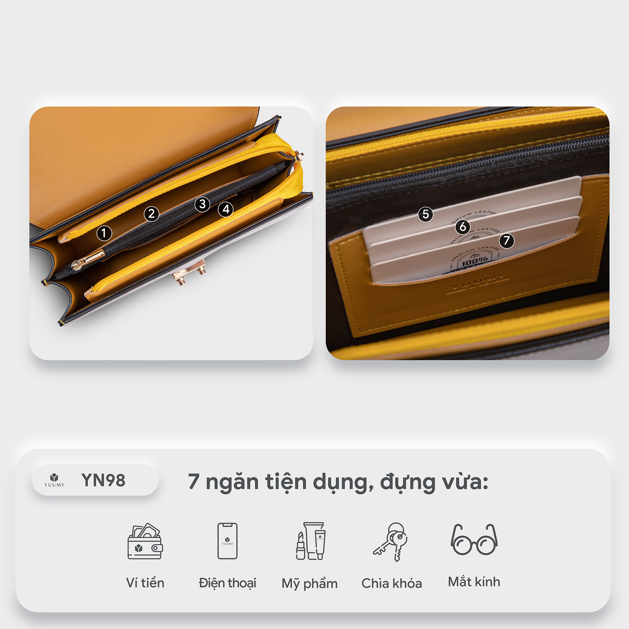 Túi đeo chéo nữ khóa nhấn Yuumy seasand YN98