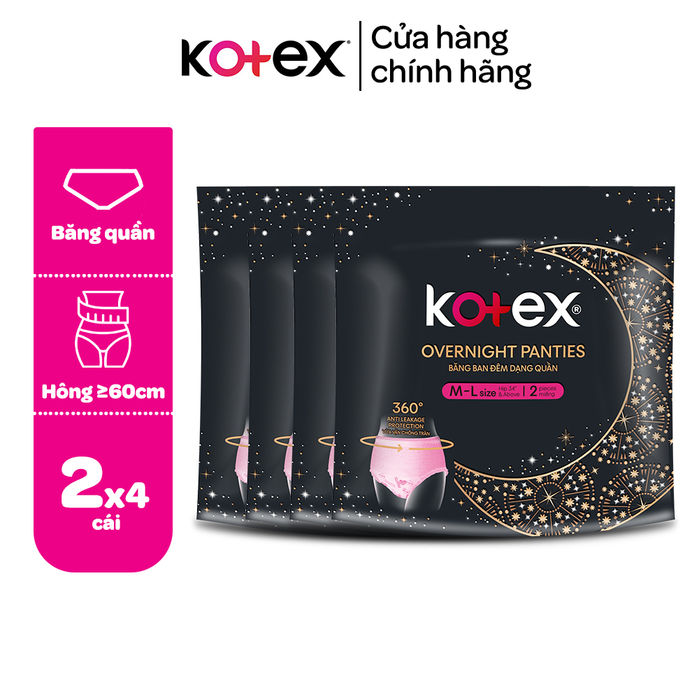 Combo 4 gói Kotex đêm dạng quần cõ M/L  2 quần