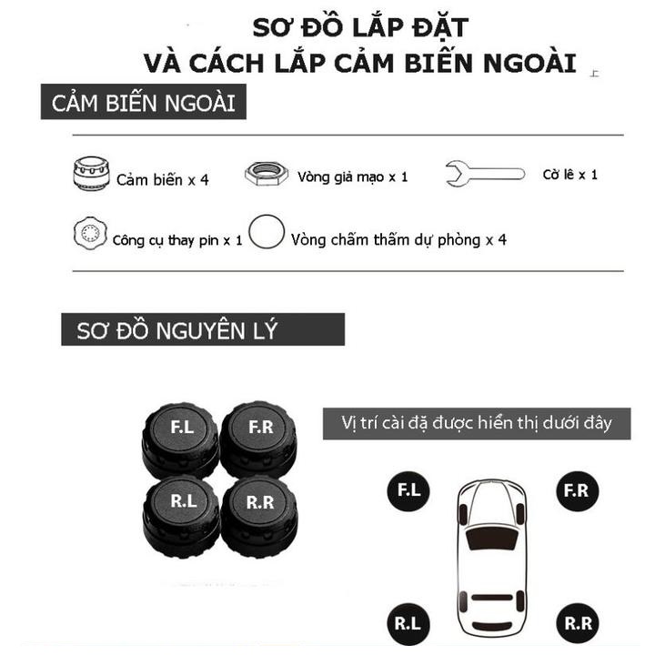 Cảm biến áp suất lốp van ngoài cho ô tô, xe hơi TS03X