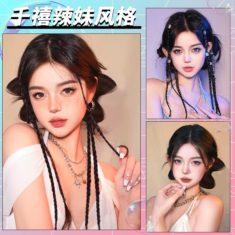 Tóc tết nơ buộc chun JN01 ️FREESHIP️ tóc giả tết nơ, tóc nơ tết, tóc giả nữ thắt bính, tóc thắt rết, tóc tết sam