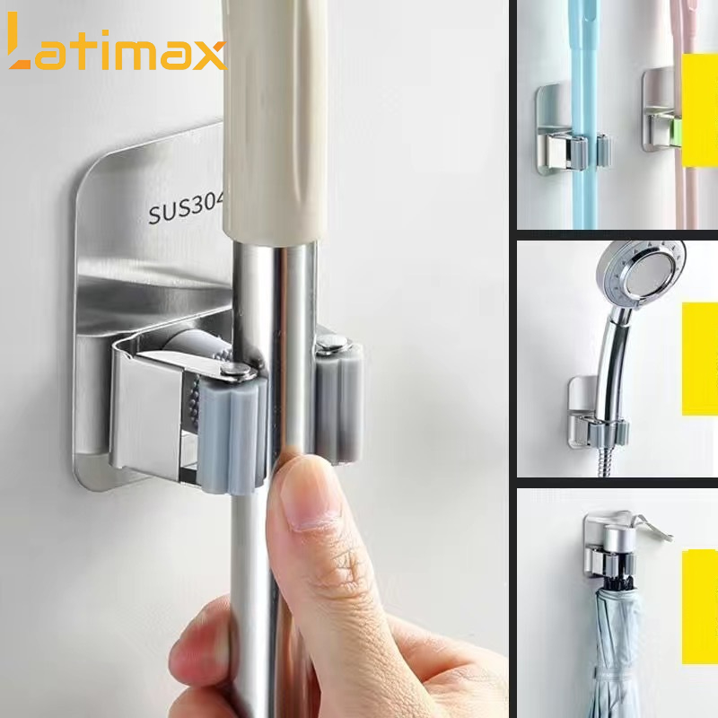 Giá Treo Tường - Móc Treo Cây Lau Nhà, Treo Chổi Inox 304 Dán Tường Cao Cấp