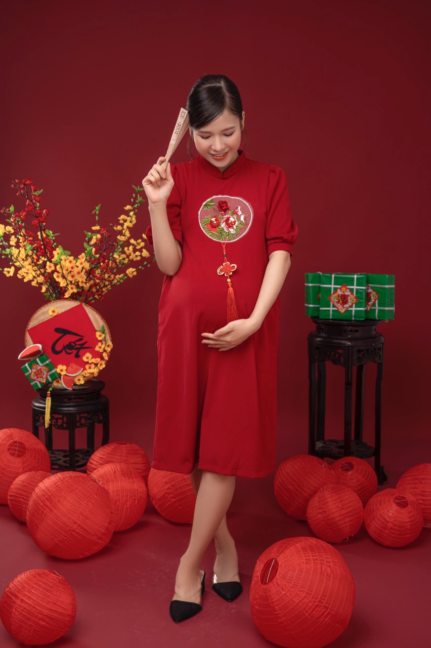 Váy Bầu Suông Cách Tân Mặc Tết Azuno A12 Sang Chảnh Chất Vải Chéo Nhật Cao Cấp