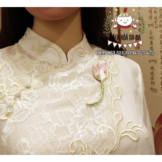 Thêu hoa ~ Túi Vật liệu làm bằng tay thêu hạt thêu kim kiểu Pháp cho chiếc trâm HOA SEN cô gái/ BÁCH HÓA NA NA