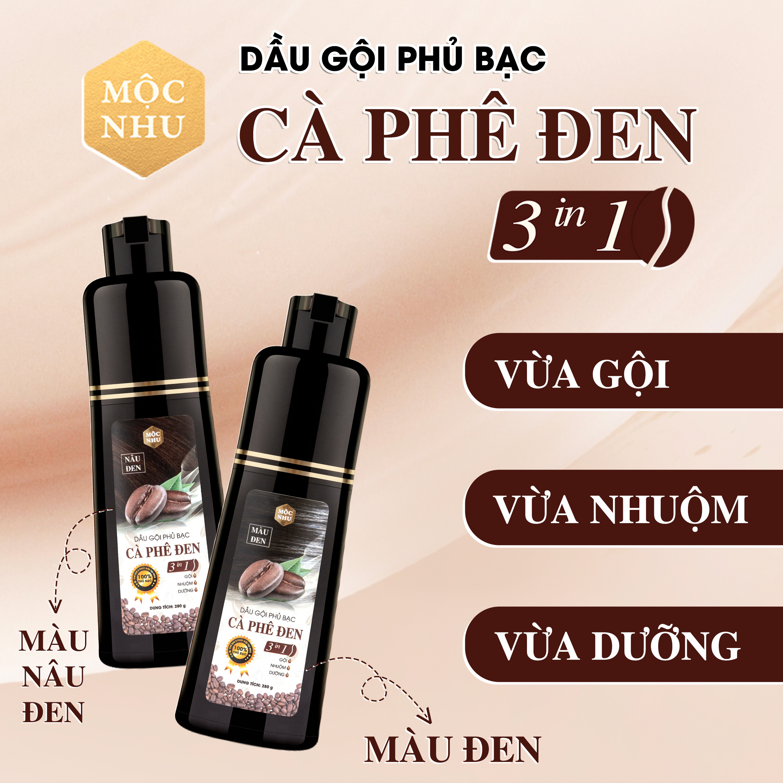 Lược Phủ bạc Hắc Nhân Sâm Hàn Quốc - MÀU NÂU - Làm nâu tóc bạc màu tự nhiên, không gây dị ứng, kích ứng da đầu.