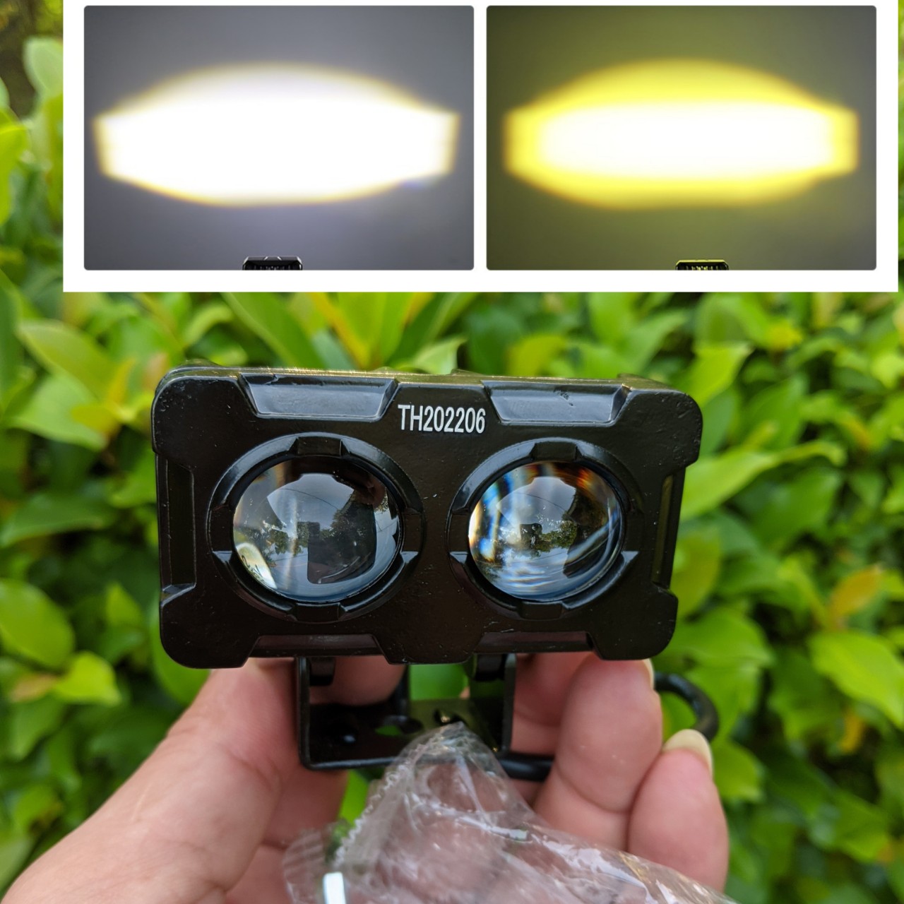 Đèn X25 Pro trợ sáng xe máy ô tô 45W 2 mắt led siêu sáng cốt vàng pha trắng cho khách víp, phụ kiện xe máy
