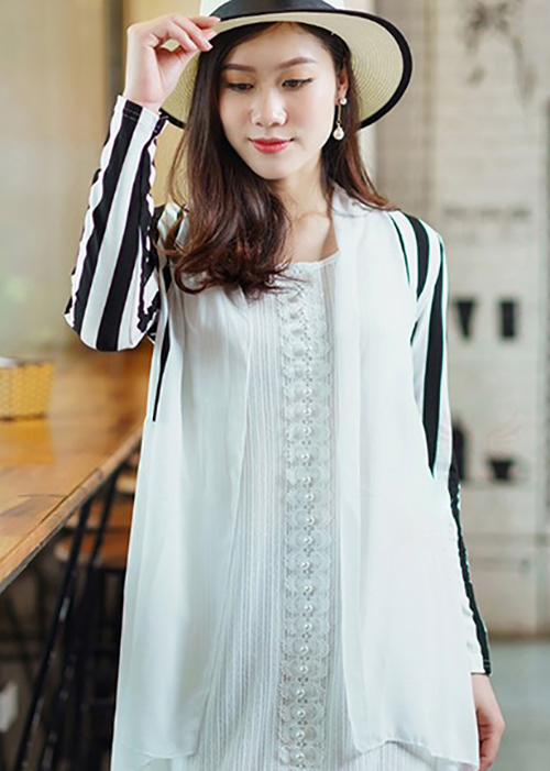Áo cardigan nữ kẻ sọc phong cách Hàn Quốc cao cấp A09