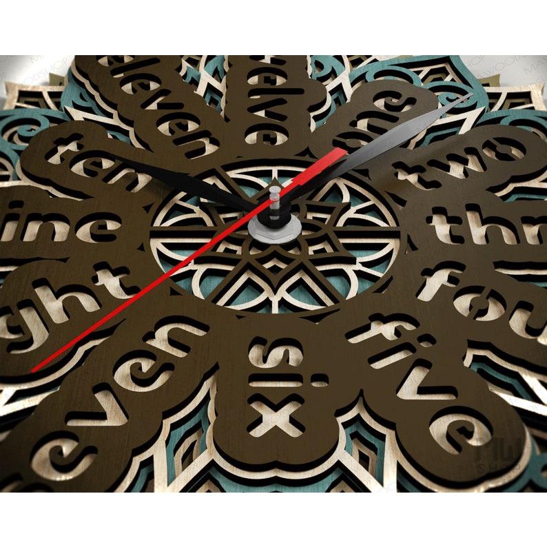 Đồng hồ trang trí kiểu mandala mẫu 08