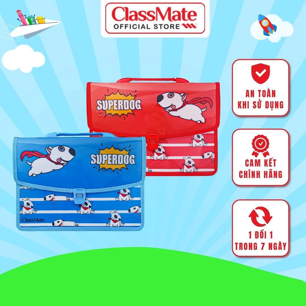 Cặp học thêm 2 ngăn CLASSMATE Hình Super Dog Mới Lạ, Chất Liệu Nhựa Nguyên Sinh An Toàn CL-SB604