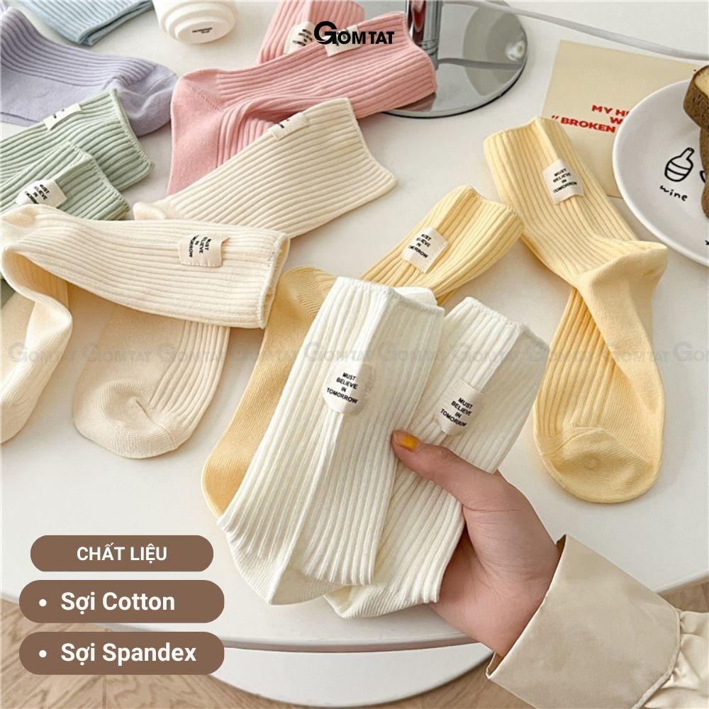 Tất nữ cổ cao phong cách Hàn Quốc nhiều màu, vớ chất liệu cotton mềm mại, thấm hút, thoáng khí - CAOSUXI-PO-3023-1DOI