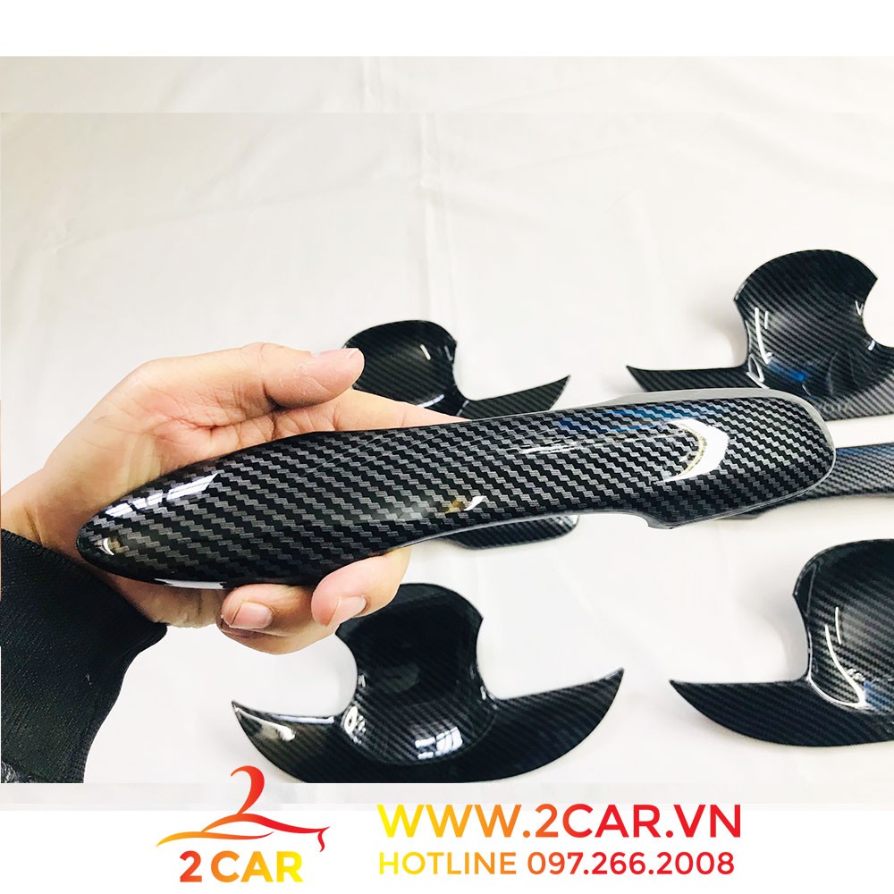 Ốp tay nắm, hõm cửa carbon xe Toyota Corolla Cross 2020- 2021-2022-2023 vân Cacbon cao cấp