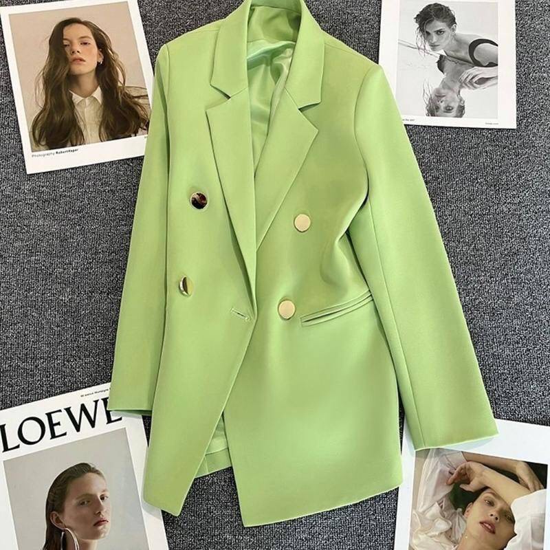 Áo Khoác Vest Áo Khoác Blazer nữ 2 lớp mềm min có đệm vai màu XANH BƠ
