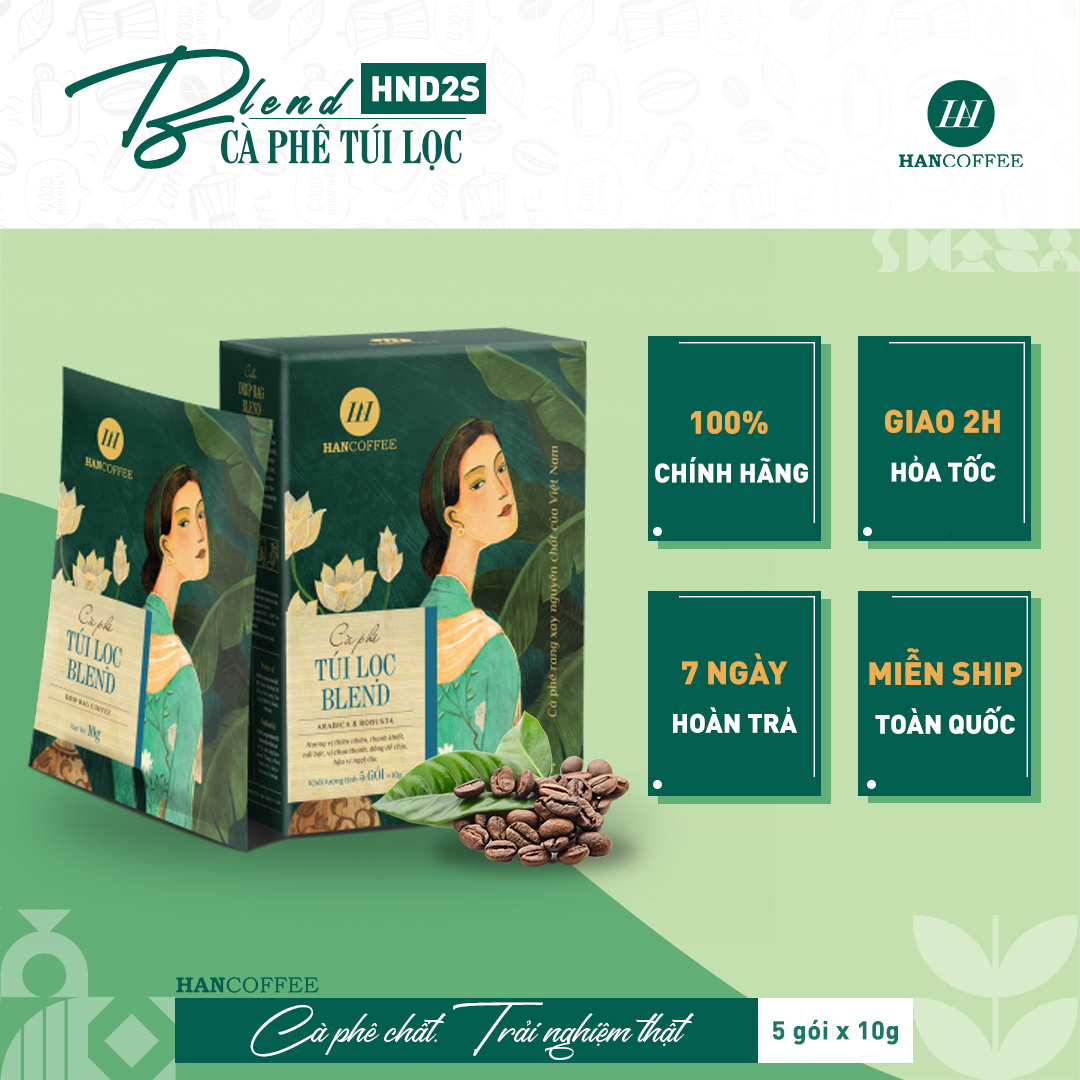 Cà Phê Túi Lọc Blend HANCOFFEE Đắng Nhẹ, Ngọt Sâu Hộp 5 gói - HND2S