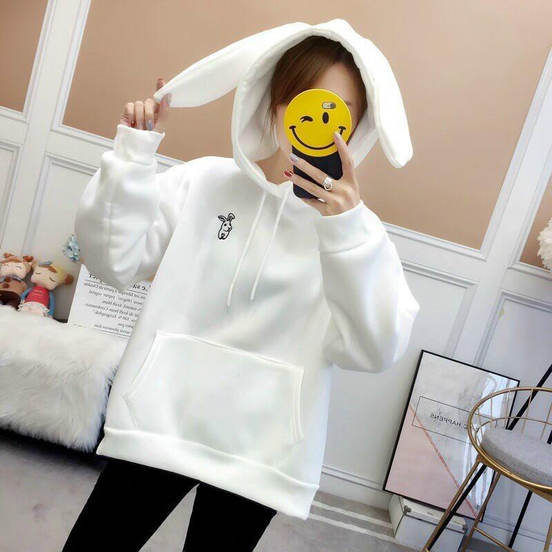 Áo hoodie nữ  Áo khoác hoodie nữ giữ ấm mùa đông lạnh ( tai thỏ ) cute thời trang Freesize dưới 60kg