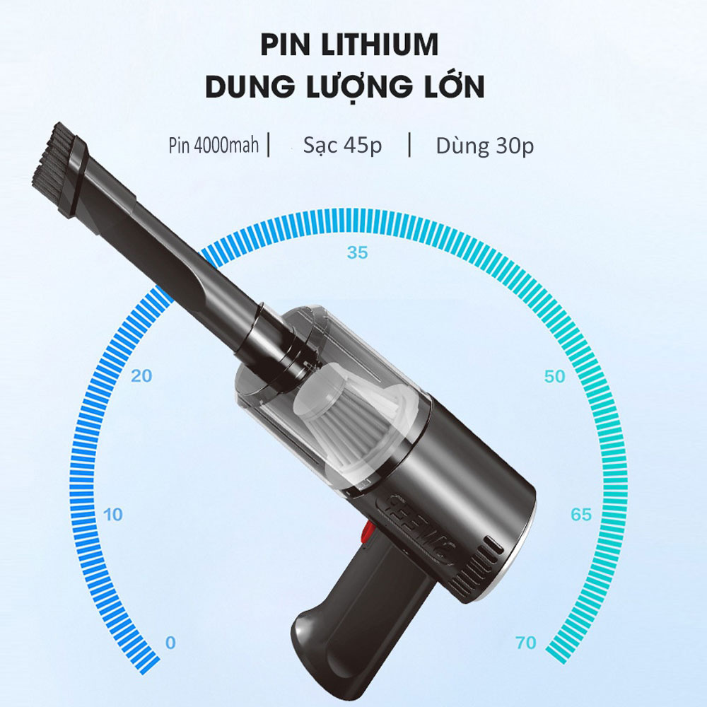 Máy Hút Bụi Cầm Tay Chuyên Dụng Seasy A5, Sạc Pin Không Dây, Công Suất Lớn, Giảm Thiểu Tiếng Ồn, Vận Hành Êm Ái, Kèm Vòi Tiện Dụng, Dùng Trong Nhà, Giường Nệm, Ôtô, Ghế - Hàng Chính Hãng