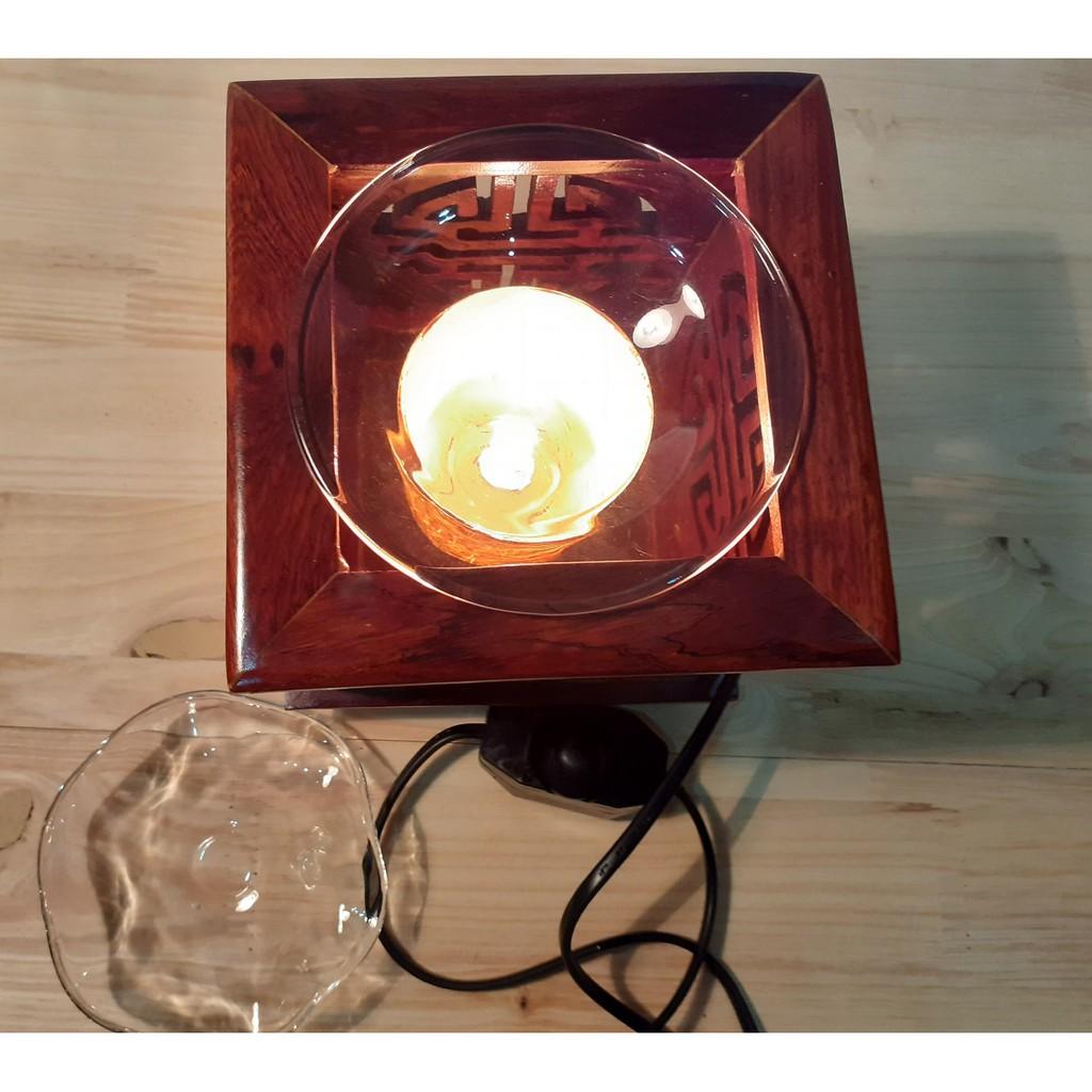 Đèn xông tinh dầu chữ phúc bằng gỗ hương