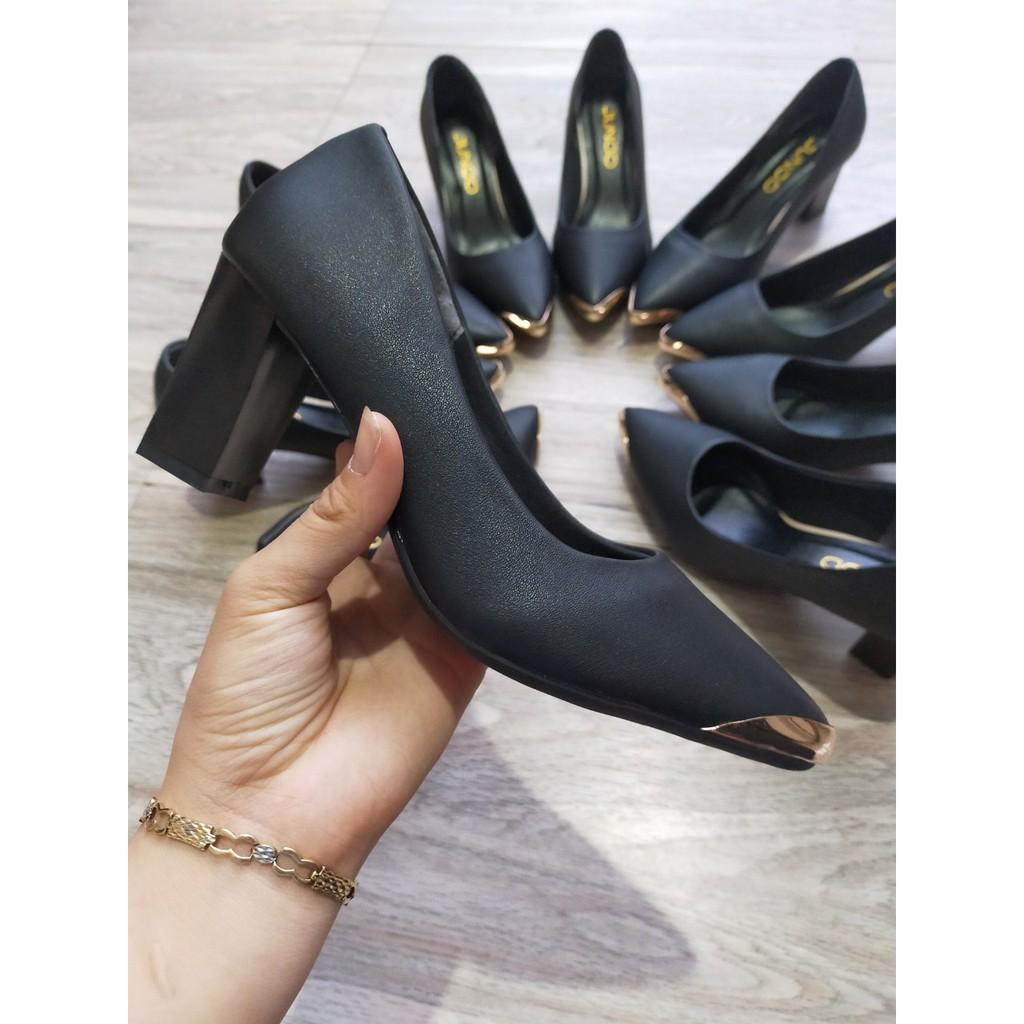 Giày cao gót đế vuông cao cấp 5-7cm, đen & Nude, giày cao gót giá rẻ, giày nữ đẹp, giày công sở