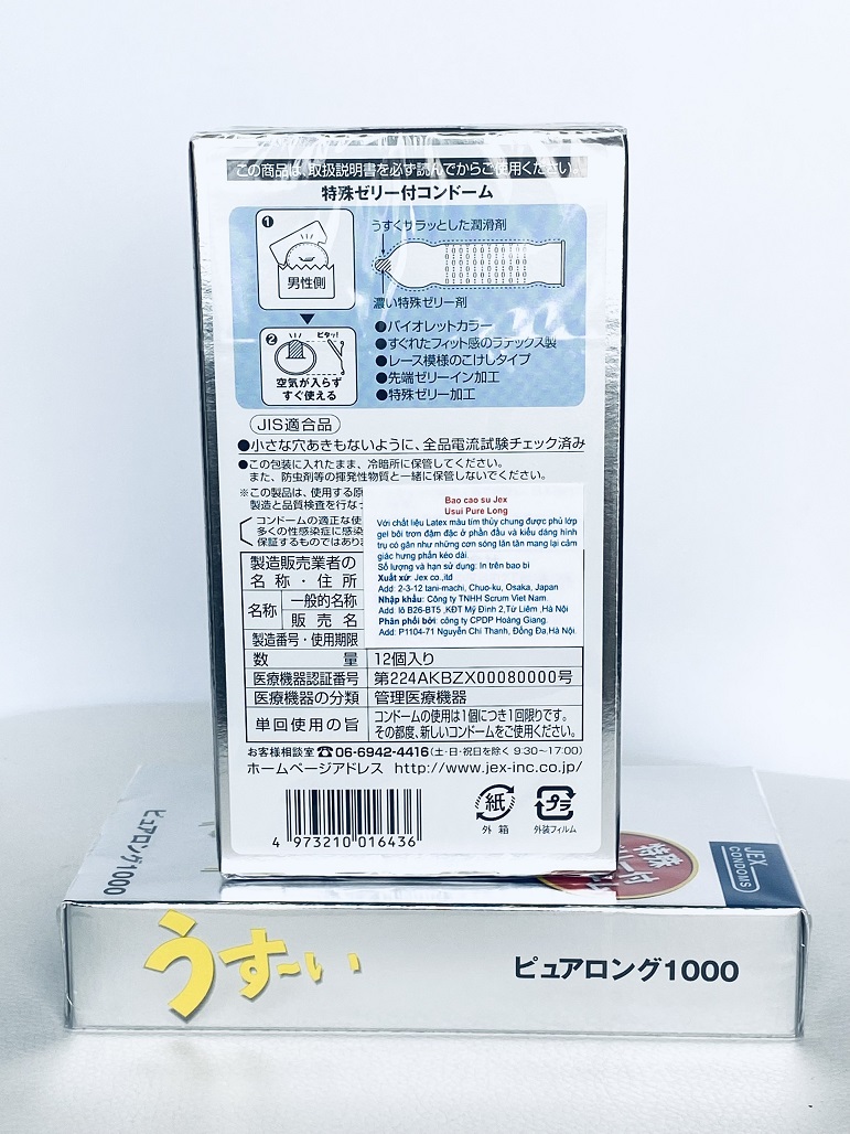 Bao Cao Su Lâu Ra Của Nhật Jex Usui Pure Long Siêu Mỏng Gân Gai Nhỏ 12s