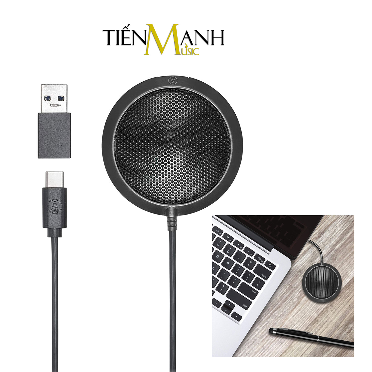 Mic Họp Trực tuyến Online Audio Technica ATR4697 - USB Micro tích hợp sẵn Soundcard, Hướng thu đa hướng Condenser - Kèm Móng Gẩy DreamMaker