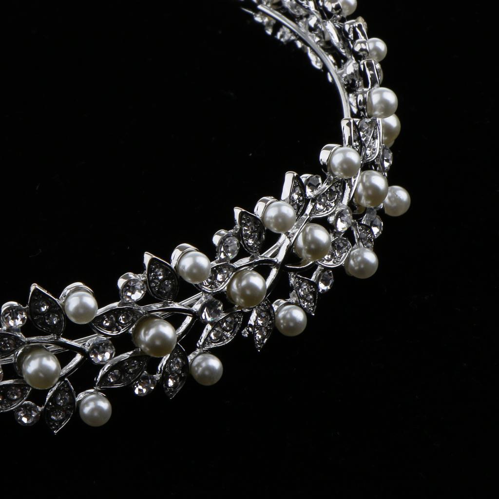 Wedding Women's Crystal Bridal Flower Leaves Crown Headband Tiara Headpiece