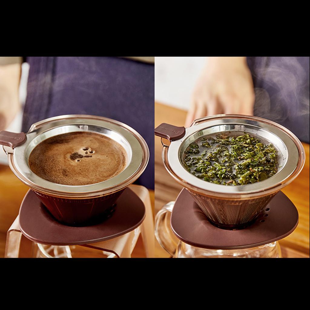 Kitchen Pour Over Cone Dripper Reusable Coffee Filter Cone with Cup Stand