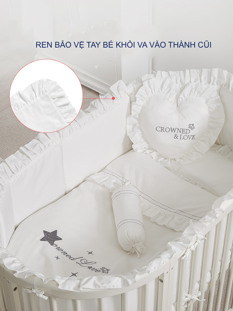 Quây Cũi Cotton Sợi Bông Cho Bé - Cho Cũi Kích Thước 120*65 cm Hoặc Nhỏ Hơn