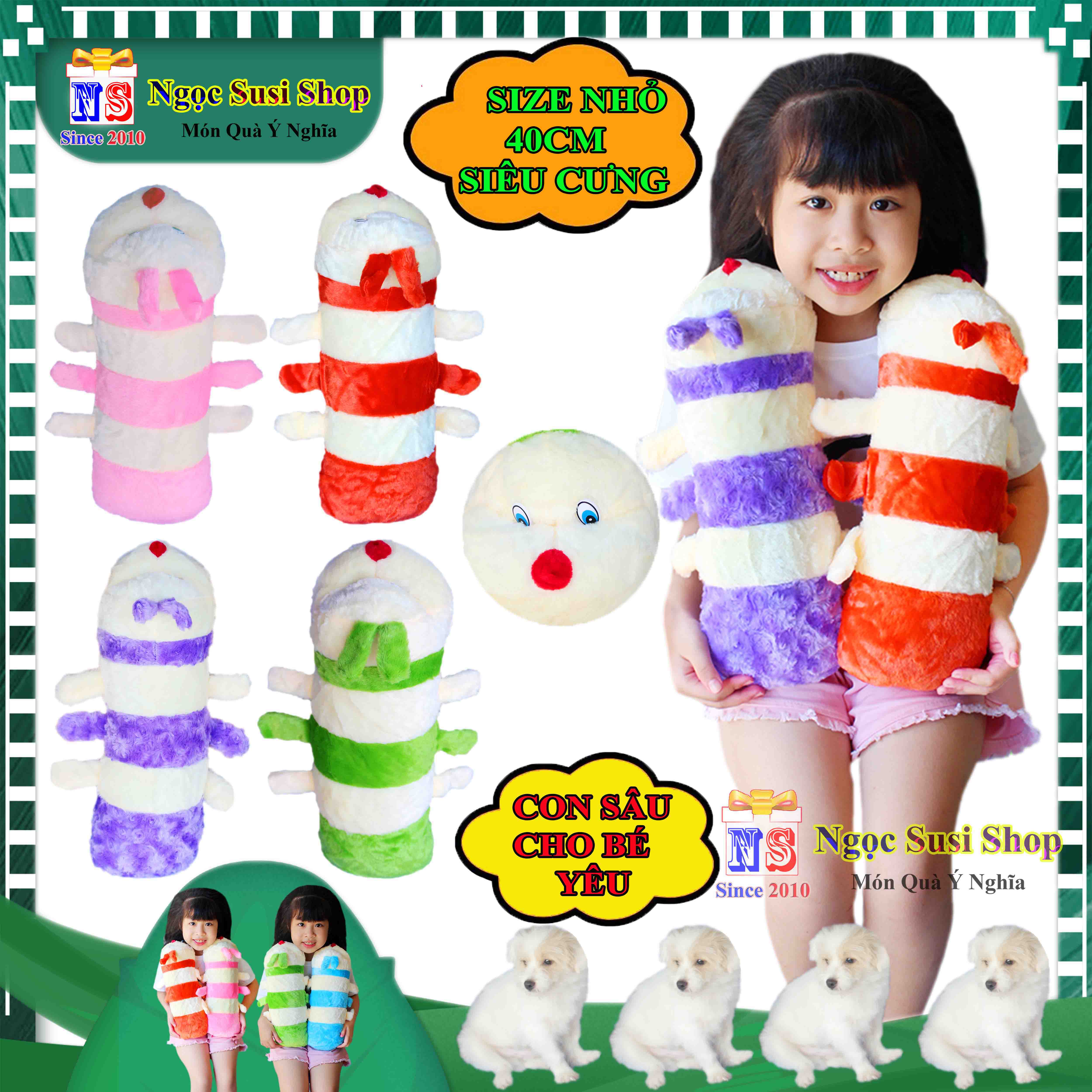 GỐI ÔM CON SÂU SIZE NHỎ CHO BÉ ÔM NGỦ SIÊU CƯNG - THÚ BÔNG HÌNH CON SÂU