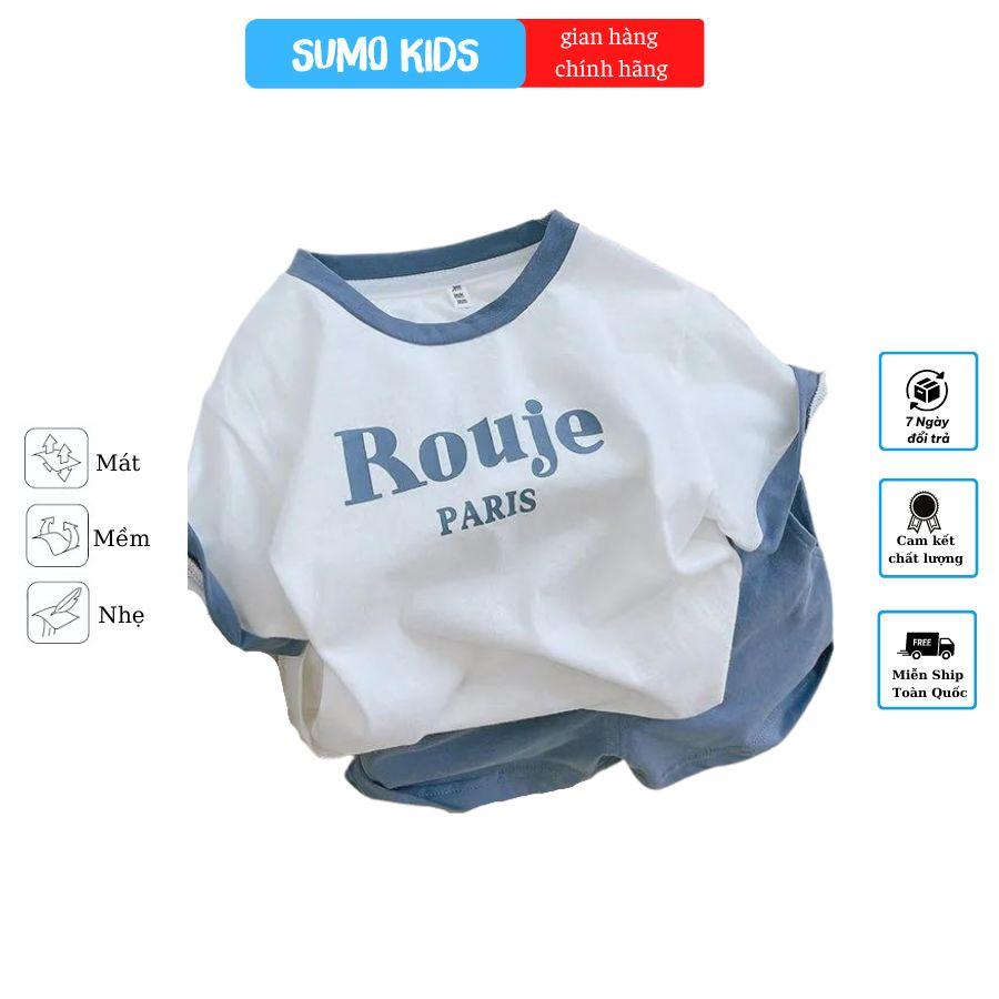 Quần áo cộc tay bé trai, Sét đồ bộ In Chữ Rouje Paris siêu hot cho bé Từ 7-28kg - SUMO KIDS