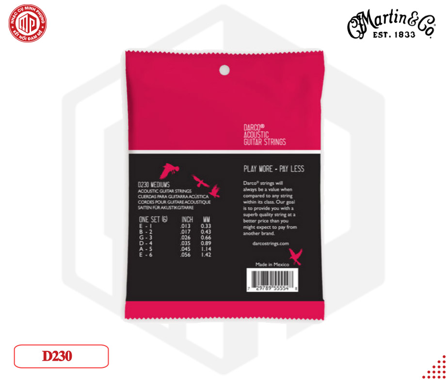 Bộ dây đàn guitar cao cấp Martin Darco 92/8 Acoustic Guitar Strings, Medium — M07-41Y18D230 - Hàng chính hãng