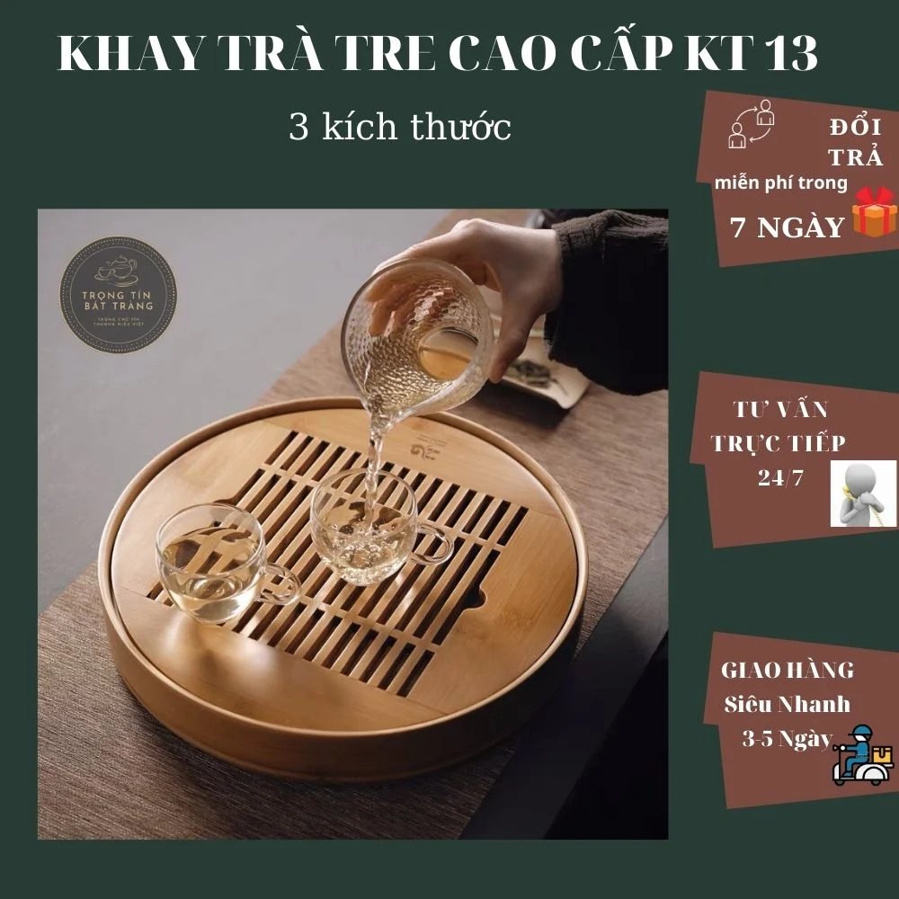 Khay Trà Tre Cao Cấp Tròn KT 13