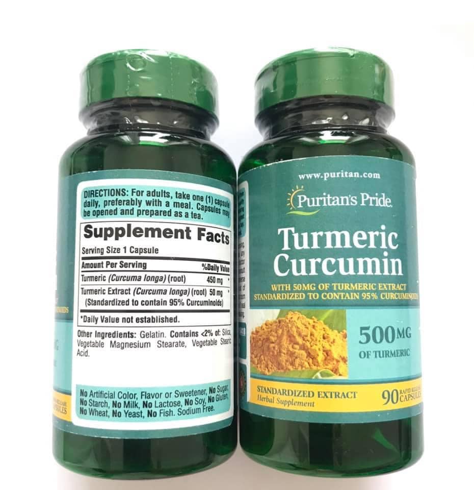 Tinh bột nghệ Turmeric Curcumin Puritan's Pride giảm loét dạ dày, đẹp da, trắng hồng, mịn màng, sáng da, làm chậm quá trình lão hóa - OZ Slim Store