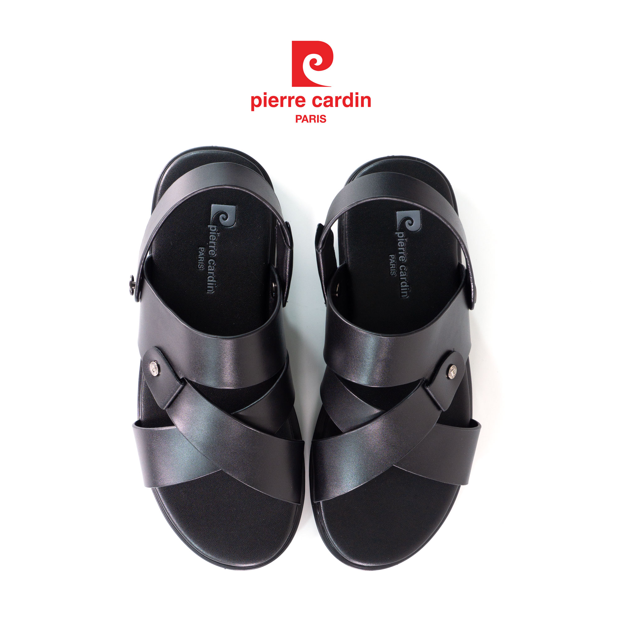Sandals Ankle Strap Da Bò Trơn Cổ Điển Pierre Cardin - 162
