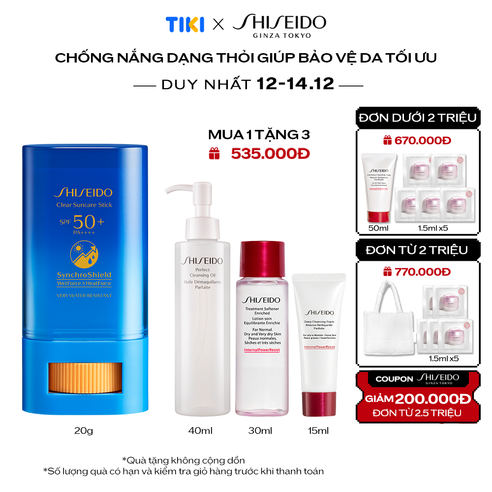 Chống nắng dạng thỏi Shiseido GSC Clear Suncare Stick SPF50+ 20G